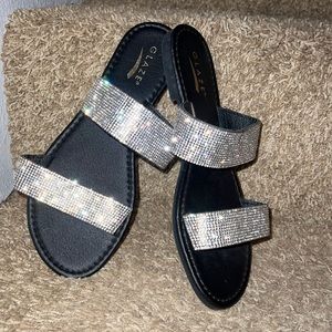 NWOT Glaze glitter slides size 8